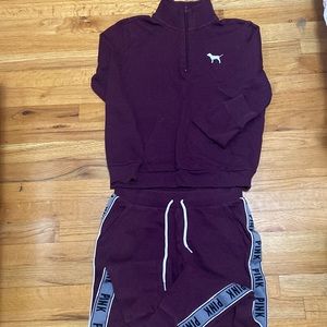 PINK Victoria Secret Burgandy Sweatsuit Size Small